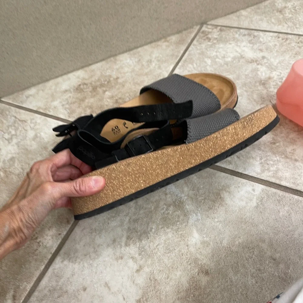 Papillio by Birkenstock Platform Cork Sandals Women's Gray Black Size‎ 40 lady9